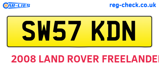 SW57KDN are the vehicle registration plates.