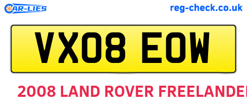 VX08EOW are the vehicle registration plates.