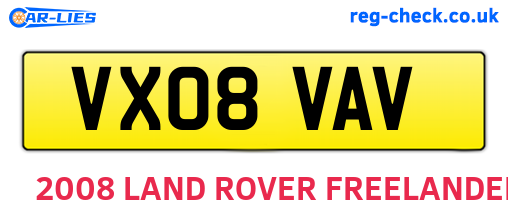 VX08VAV are the vehicle registration plates.