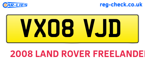 VX08VJD are the vehicle registration plates.