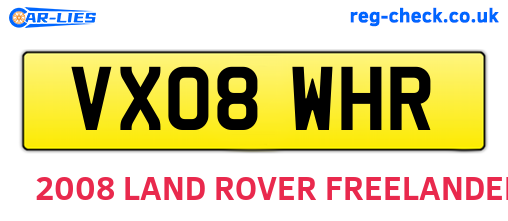 VX08WHR are the vehicle registration plates.