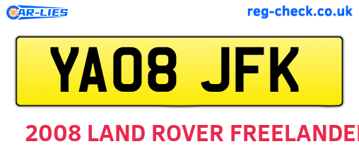 YA08JFK are the vehicle registration plates.