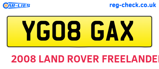 YG08GAX are the vehicle registration plates.