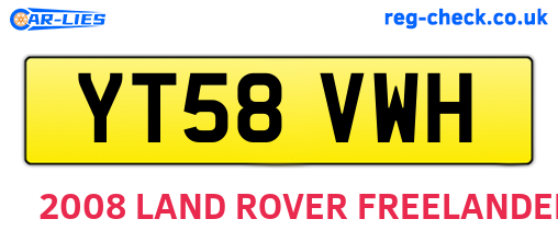 YT58VWH are the vehicle registration plates.