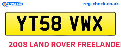 YT58VWX are the vehicle registration plates.