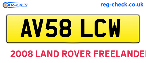 AV58LCW are the vehicle registration plates.