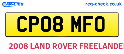 CP08MFO are the vehicle registration plates.