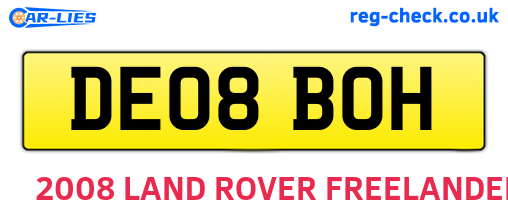 DE08BOH are the vehicle registration plates.