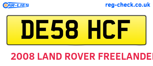DE58HCF are the vehicle registration plates.