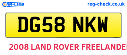 DG58NKW are the vehicle registration plates.