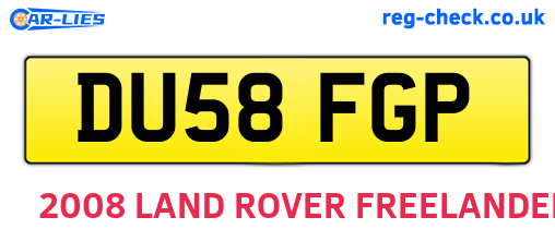 DU58FGP are the vehicle registration plates.