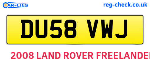 DU58VWJ are the vehicle registration plates.