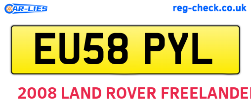 EU58PYL are the vehicle registration plates.