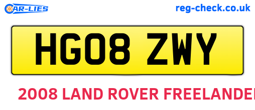 HG08ZWY are the vehicle registration plates.