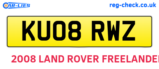 KU08RWZ are the vehicle registration plates.