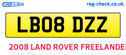 LB08DZZ are the vehicle registration plates.