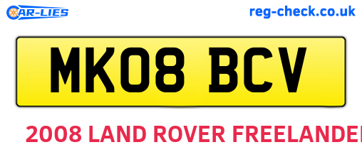 MK08BCV are the vehicle registration plates.