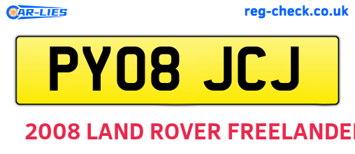 PY08JCJ are the vehicle registration plates.