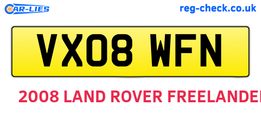 VX08WFN are the vehicle registration plates.