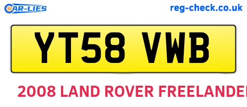 YT58VWB are the vehicle registration plates.