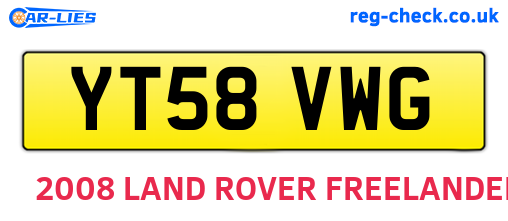 YT58VWG are the vehicle registration plates.