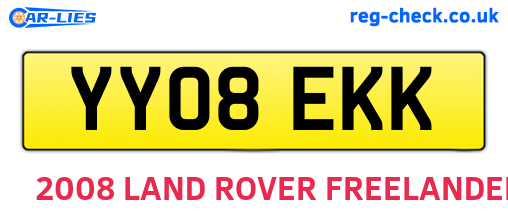 YY08EKK are the vehicle registration plates.
