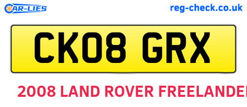 CK08GRX are the vehicle registration plates.