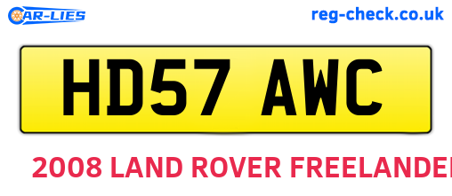 HD57AWC are the vehicle registration plates.