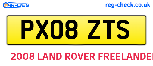 PX08ZTS are the vehicle registration plates.