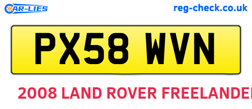 PX58WVN are the vehicle registration plates.