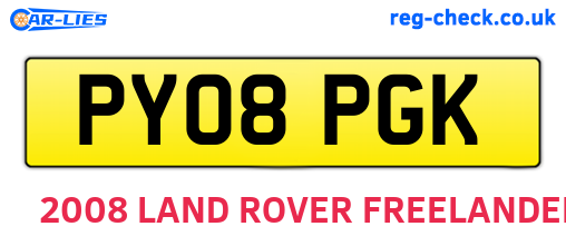 PY08PGK are the vehicle registration plates.