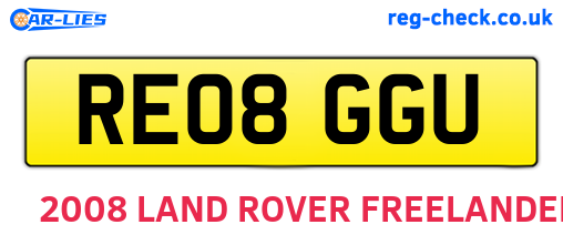 RE08GGU are the vehicle registration plates.