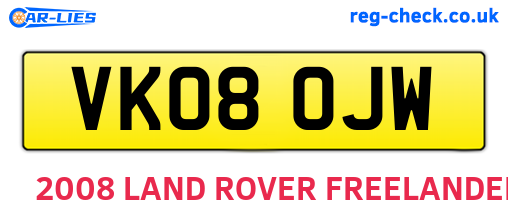 VK08OJW are the vehicle registration plates.
