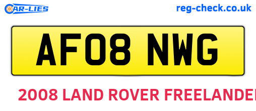 AF08NWG are the vehicle registration plates.