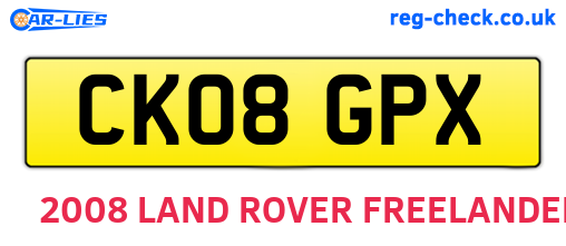 CK08GPX are the vehicle registration plates.