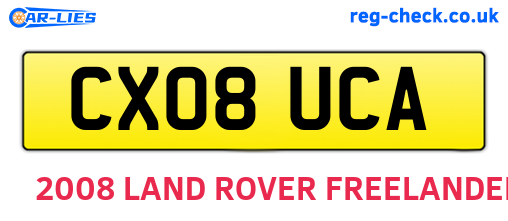 CX08UCA are the vehicle registration plates.