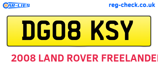 DG08KSY are the vehicle registration plates.