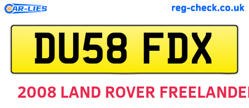 DU58FDX are the vehicle registration plates.