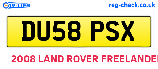 DU58PSX are the vehicle registration plates.