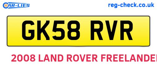 GK58RVR are the vehicle registration plates.