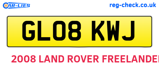 GL08KWJ are the vehicle registration plates.