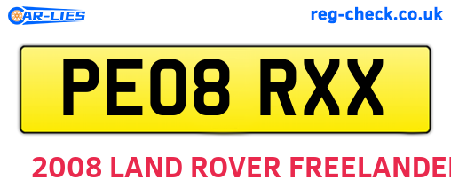 PE08RXX are the vehicle registration plates.