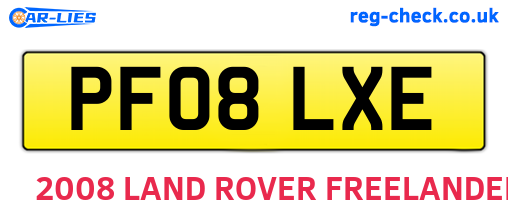 PF08LXE are the vehicle registration plates.