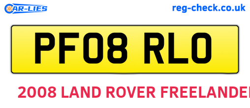 PF08RLO are the vehicle registration plates.