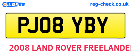 PJ08YBY are the vehicle registration plates.