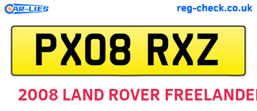 PX08RXZ are the vehicle registration plates.