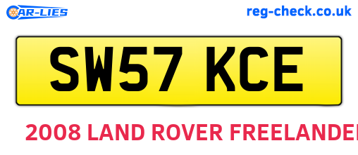 SW57KCE are the vehicle registration plates.