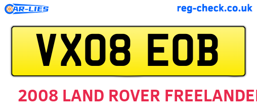 VX08EOB are the vehicle registration plates.