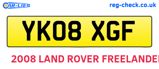 YK08XGF are the vehicle registration plates.