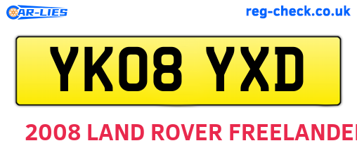 YK08YXD are the vehicle registration plates.